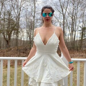 Emerald Sundae Elegant White Lace Dress